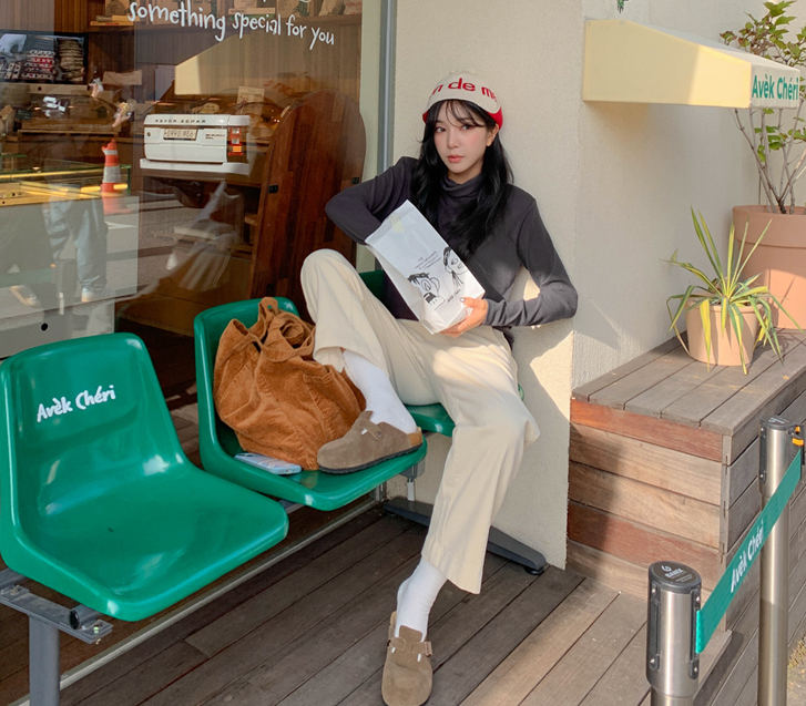 开衩加绒灯芯绒裤