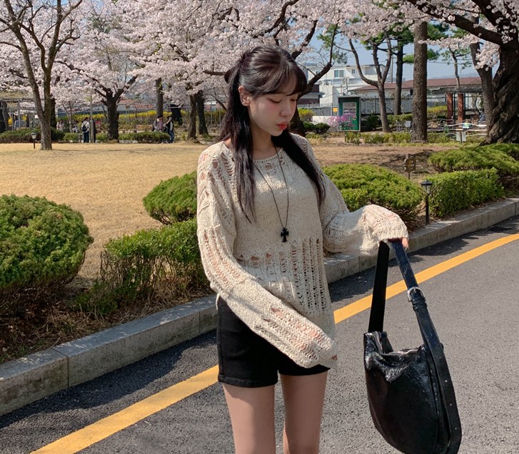 展示印花网针织衫