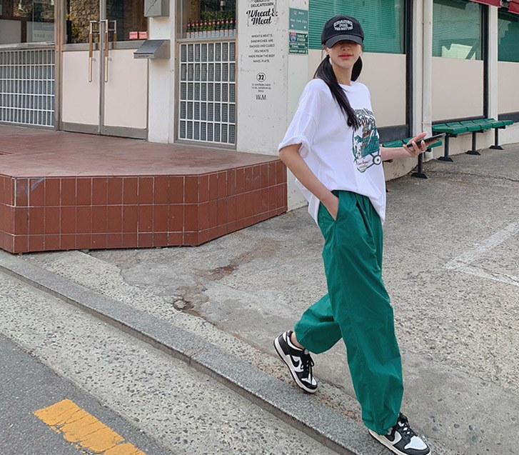 [男女通用] Washa 尼龙串宽慢跑裤