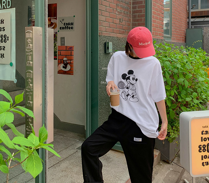网球米奇海豹花朵短袖T恤