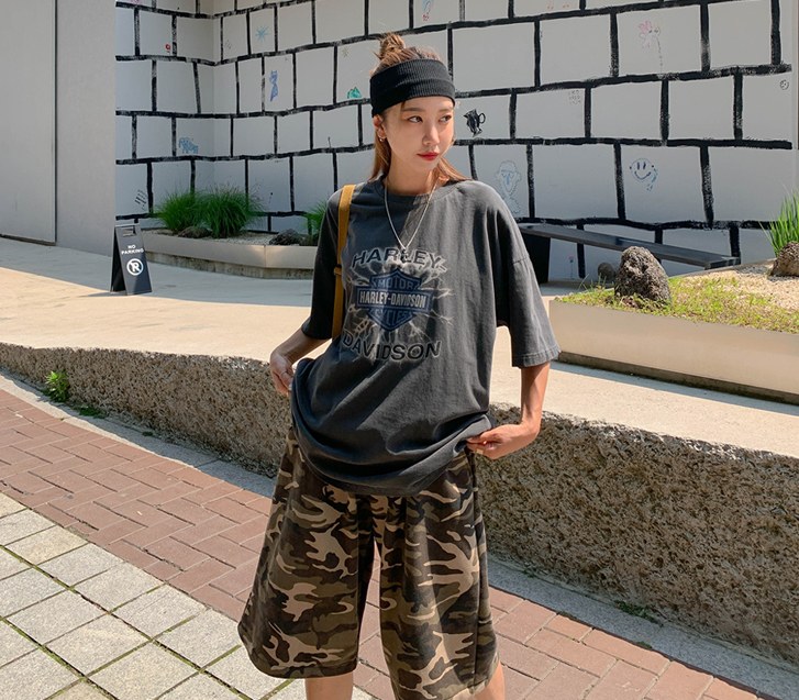 [男女通用] 连体水洗迷彩百慕大短裤