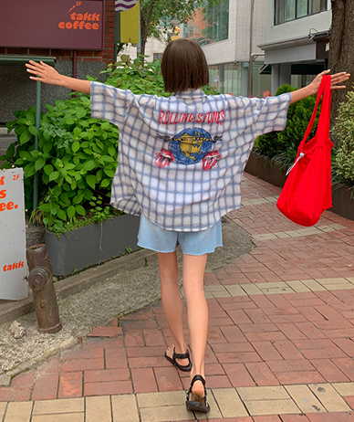 唇炎格子 7 件衬衫 衬衫