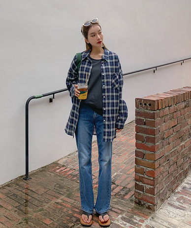 [Unisex] Elin 格子 长袖衬衫 衬衫