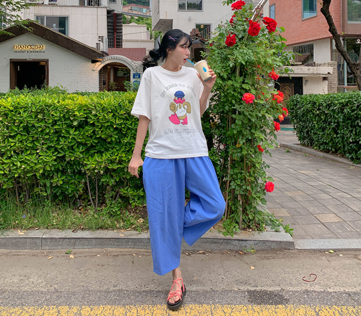 糖果色菠萝宽裤