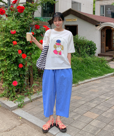 糖果色菠萝宽裤