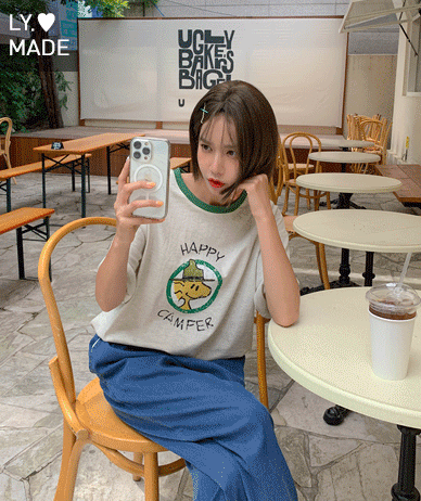 [男女通用] Happy Camper Na-Yeom 拼色短袖T恤