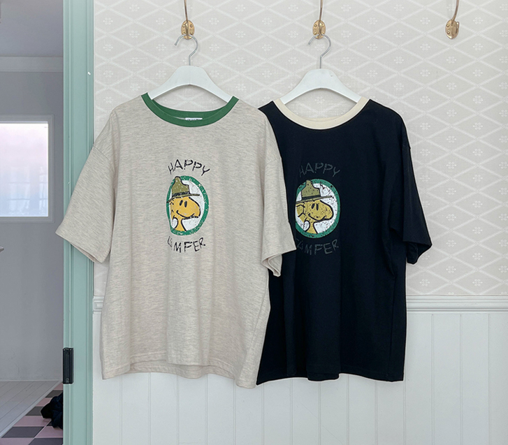[男女通用] Happy Camper Na-Yeom 拼色短袖T恤