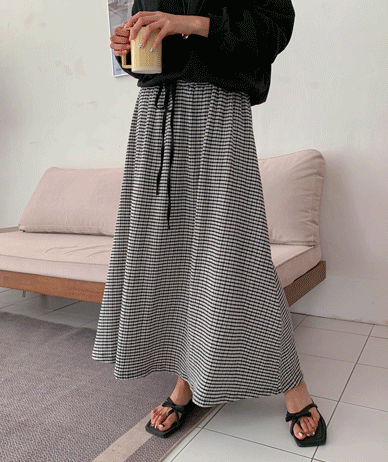 Ellie 格子松紧带长裙
