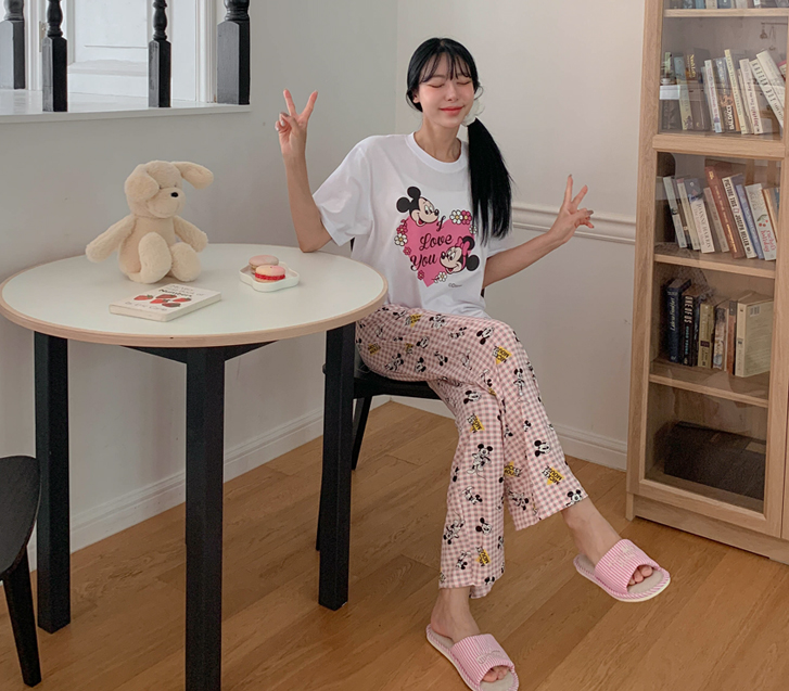 Happy Mickey Gracie 桃色动力睡裤