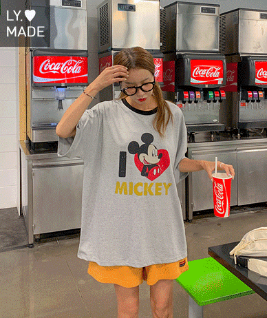 【9折特卖】I Love Mickey 配套短袖T恤