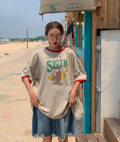 Surfer Mong 印花黑色T恤