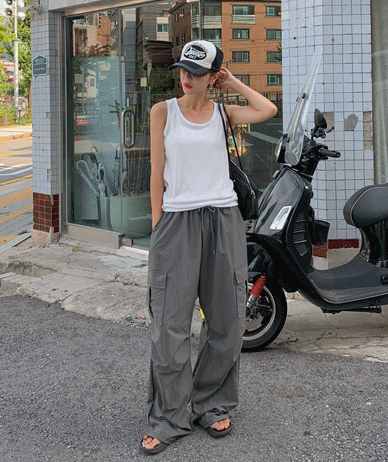Millie 尼龙褶裥宽裤