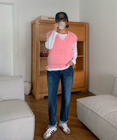 Barrel 牛仔色松紧带宽松裤