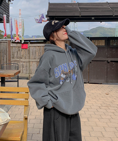 【男女通用】森迪熊颜料宽蘑菇帽T恤