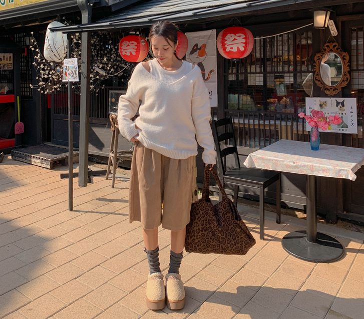 布丁灯芯绒百慕大短裤