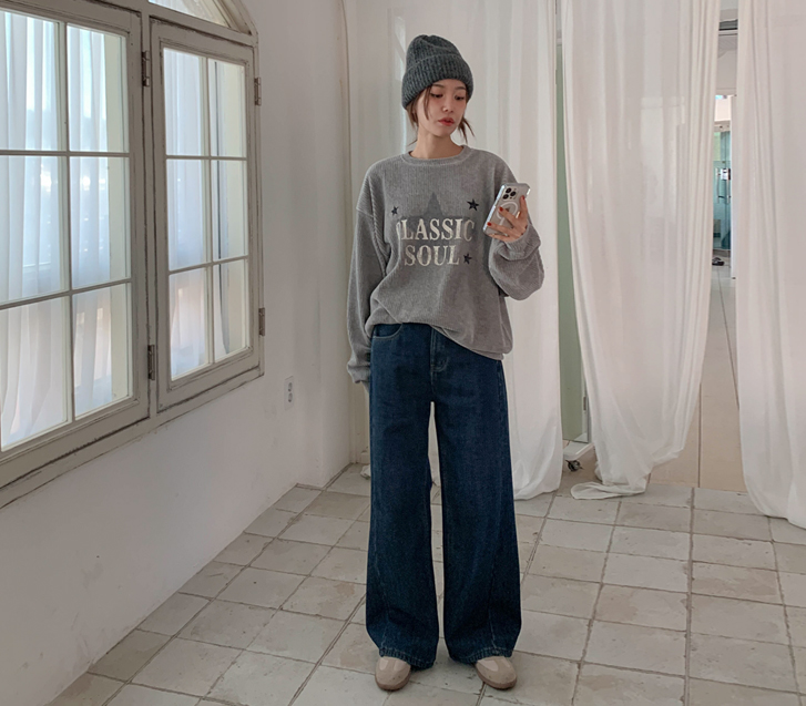 Spen 保暖口袋粘合抓绒剪裁牛皮阔腿裤(短款/基本款/长款)