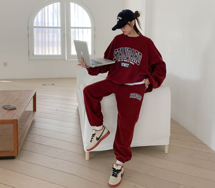 不锈钢染色抓绒运动服慢跑裤运动服