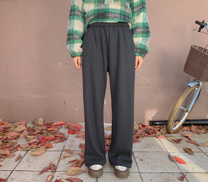 Rohati 弹力松紧带抓绒宽裤