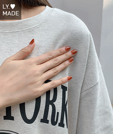 纽约墨水花卉桃色抓绒短袖T恤