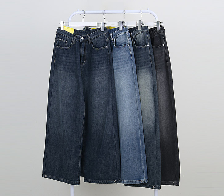 Coron 粘合抓绒按扣牛皮阔腿裤(短款/基本款/长款)