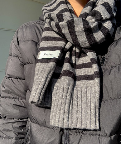 土井条纹羊毛围巾