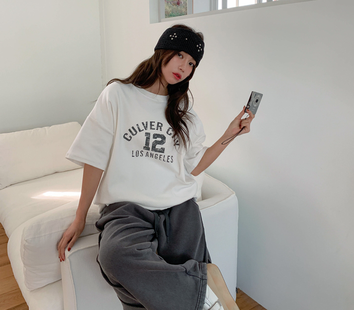 Culver染色桃色抓绒短袖T恤