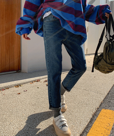 Miji 绒松紧带半直筒裤