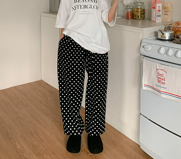 Hael 圆点抓绒菠萝图案慢跑裤