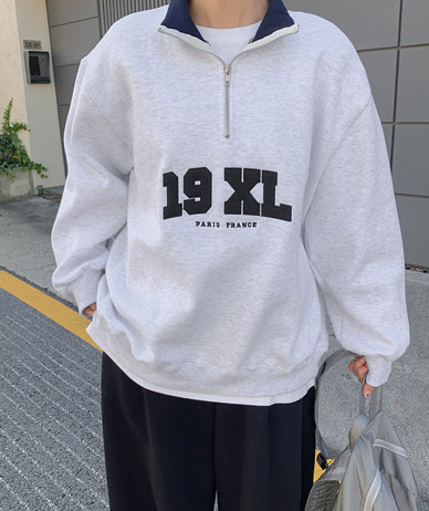 【男女通用】19XL 英文贴布半拉链卫衣