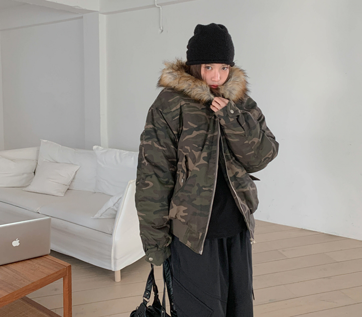 [Unisex] 貉子迷彩卫衣羽绒服夹克
