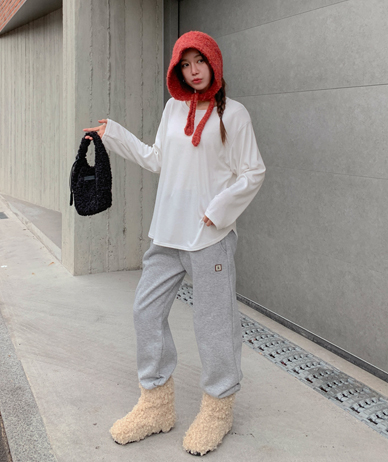 R-Patch 加绒松木罗缎慢跑裤