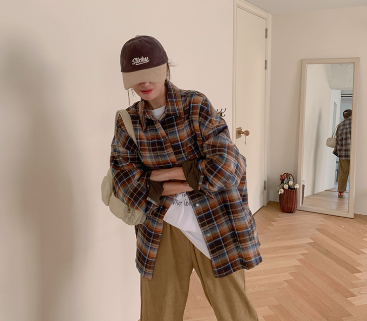 [Unisex]Warner 棉衣格子衬衫