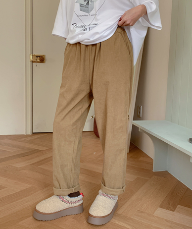 Dain Corduroy 加绒松紧带宽松裤