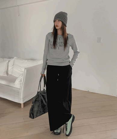 棕榈叶褶裥开衩长裙