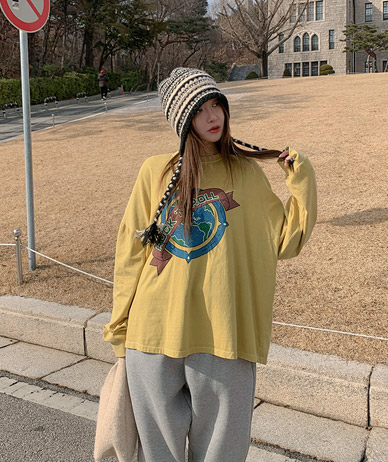 摇滚颜料裂纹长袖T恤