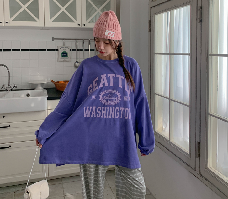 【男女通用】西雅图染色颜料长袖T恤