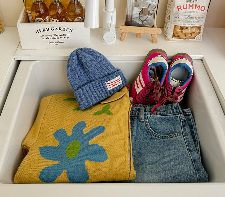 [男女通用]花朵印花领针织衫衬衫夹克