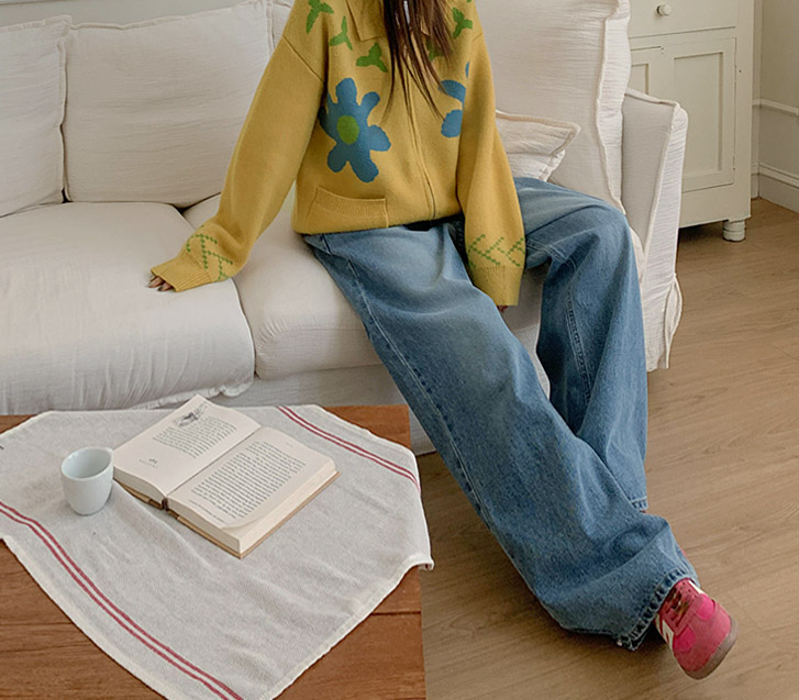 Foren Snap Back Banding Cowhide Wide Pants