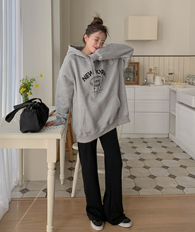 [Unisex] 1991 印花染色加绒长款带帽T恤