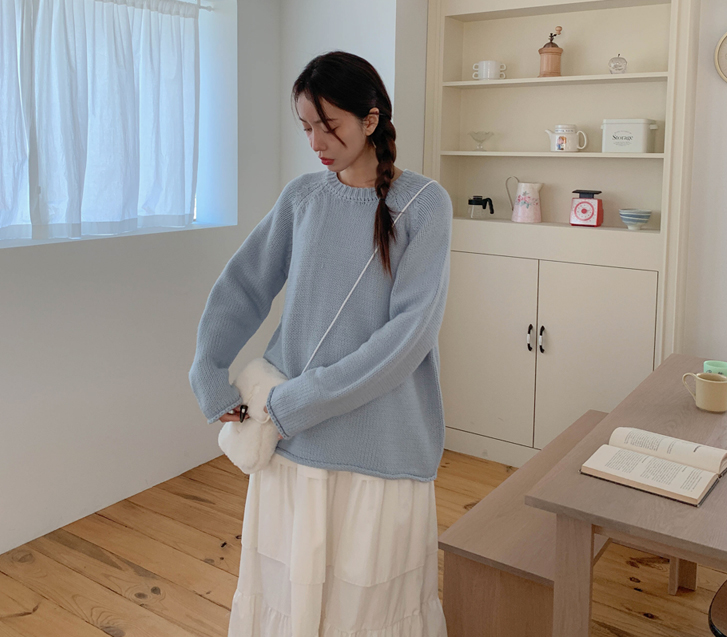 Mono Button Balaclava Roller 针织衫套装