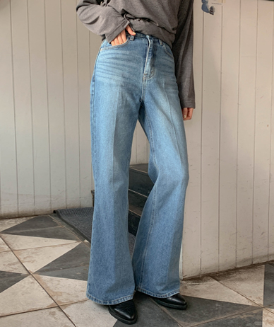 Moki Leggi 奶牛色松木饰边喇叭裤