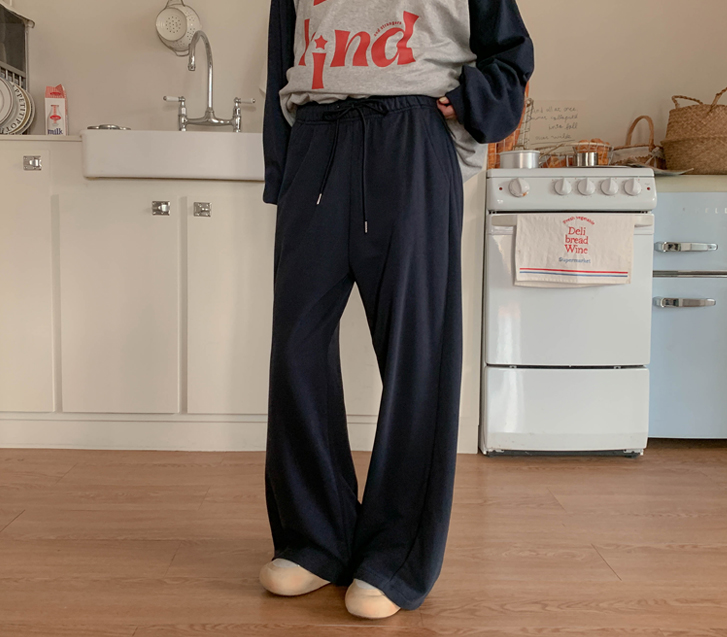 侧边褶裥宽版训练裤（短款/基本款/长款）