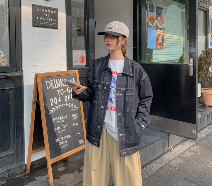 【男女通用】机械不褪色编织口袋牛皮外套套装