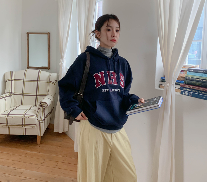 新罕布什尔州刺绣补丁带帽 T 恤