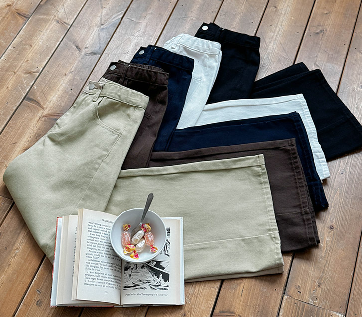 Garen斜裁隐藏式松紧带阔腿裤（短款/基本款/长款）