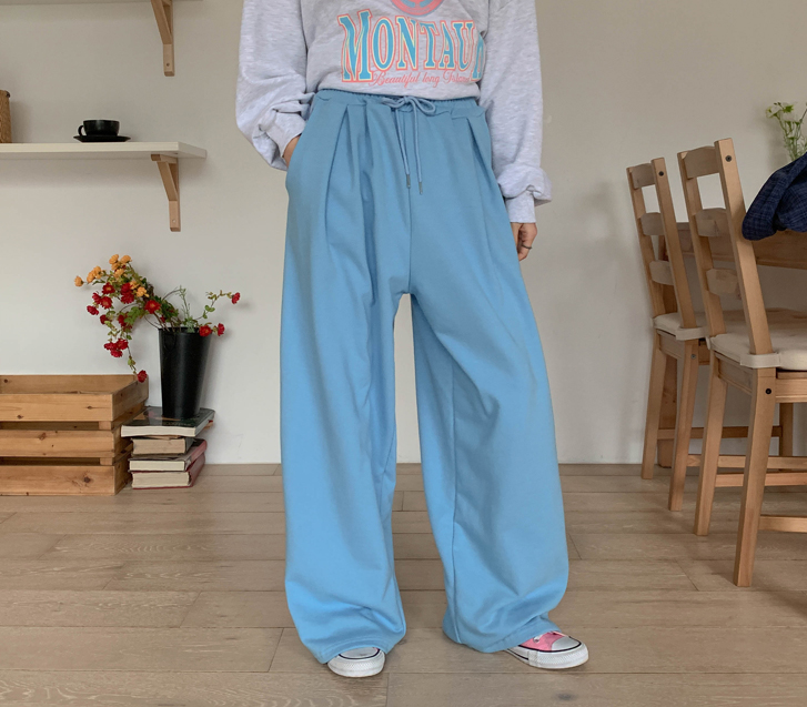 舒适褶裥宽版训练裤