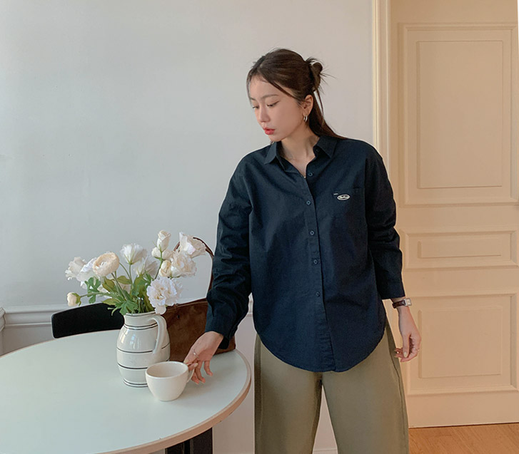 批量刺绣纯棉基本款衬衫 衬衫