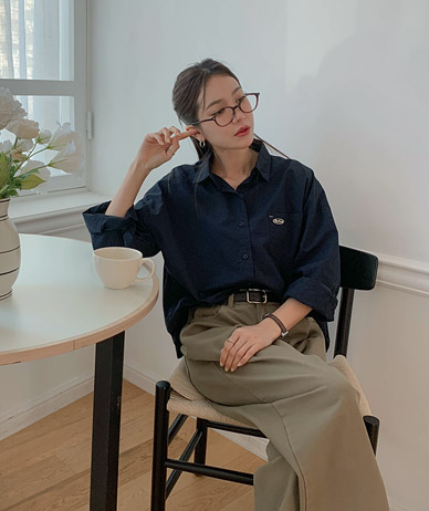 批量刺绣纯棉基本款衬衫 衬衫