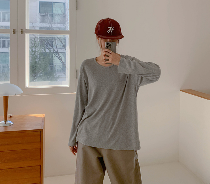 Mango U领长袖T恤