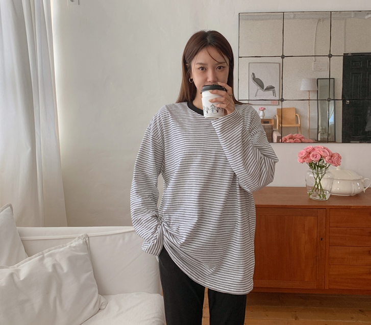 【男女通用】莫卡尔同色系单排扣长袖T恤